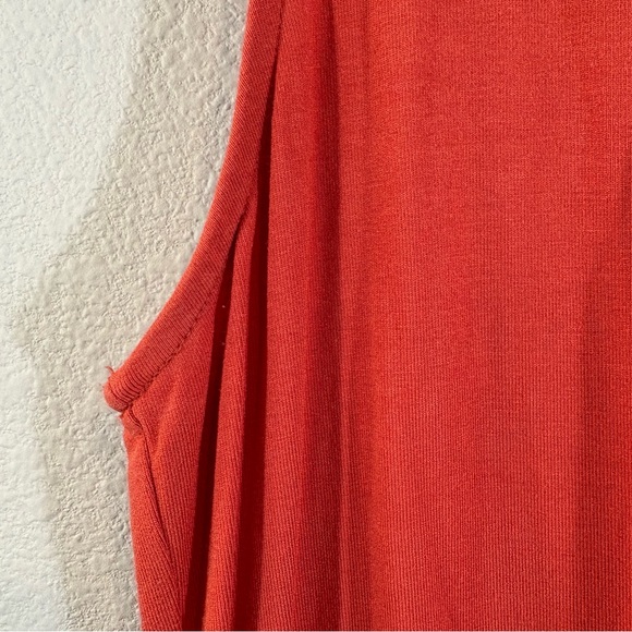 Chico’s Orange Midi Dress Sleeveless Knit Size 1 (US M) High Low T-Shirt Jersey - Picture 5 of 7